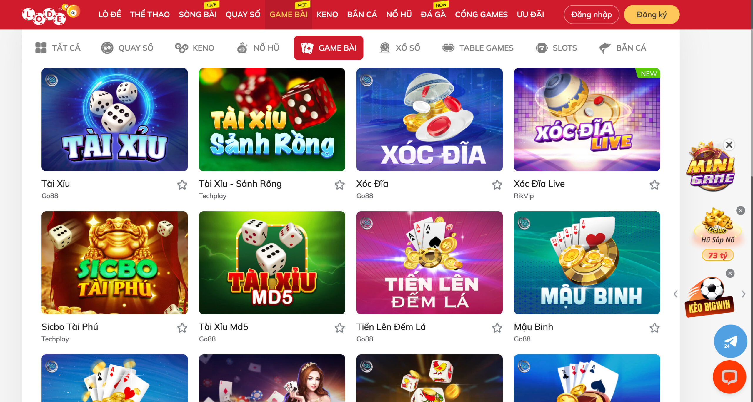 Sảnh game luôn được đầu tư chỉn chu tại Lode88