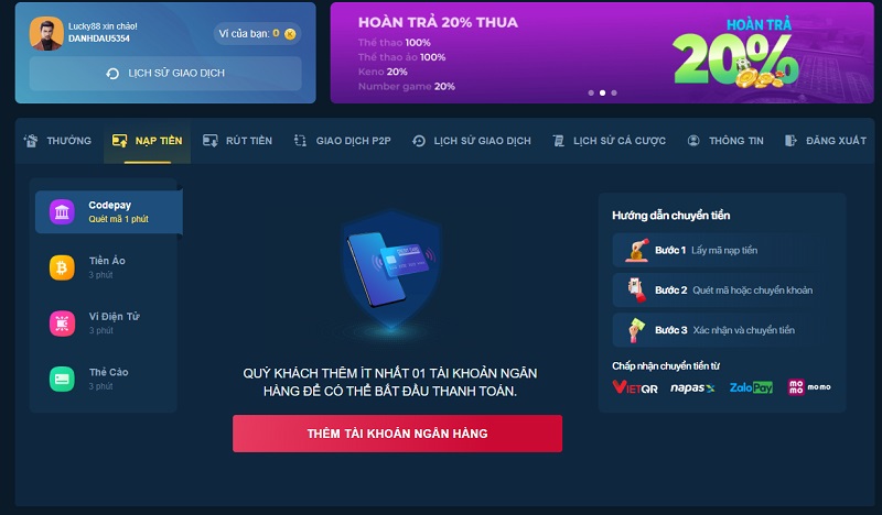 Chọn hình thức nạp phù hợp
